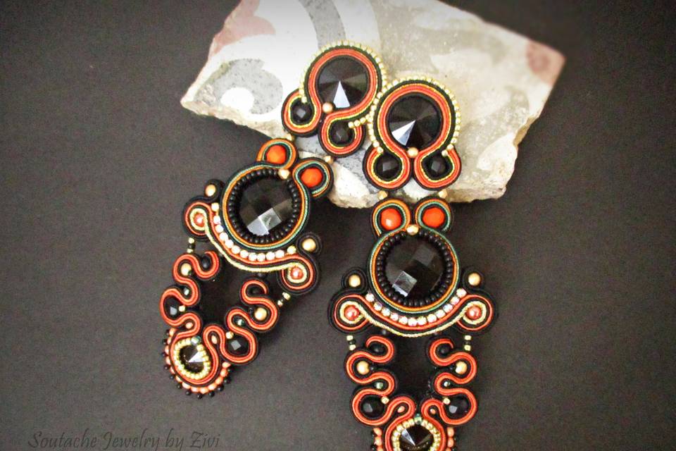 Pendientes negro naranja