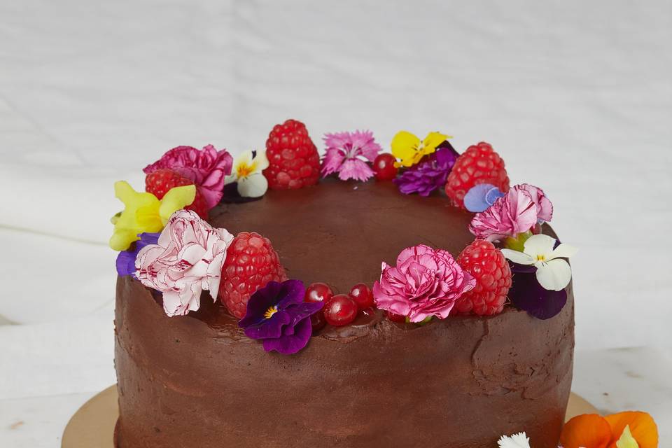 Tarta de chocolate floral