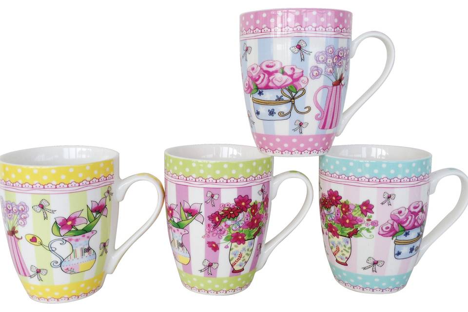 Taza retro de flowers