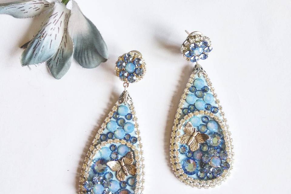 Pendientes de Swarovski en azul