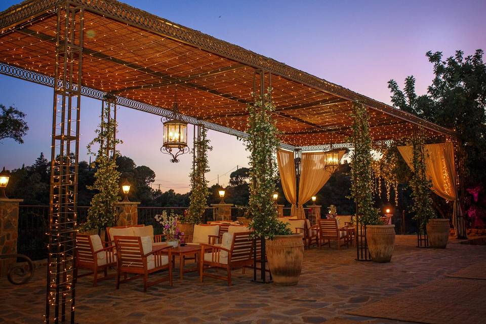 Pérgola con fairy lights