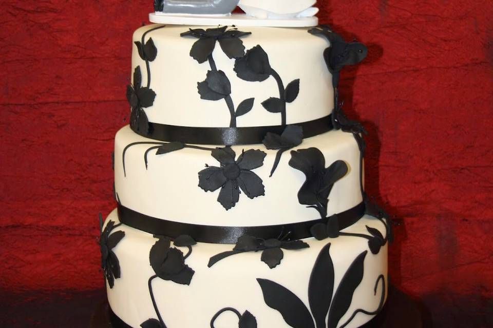 Tarta fondant blanco y negro