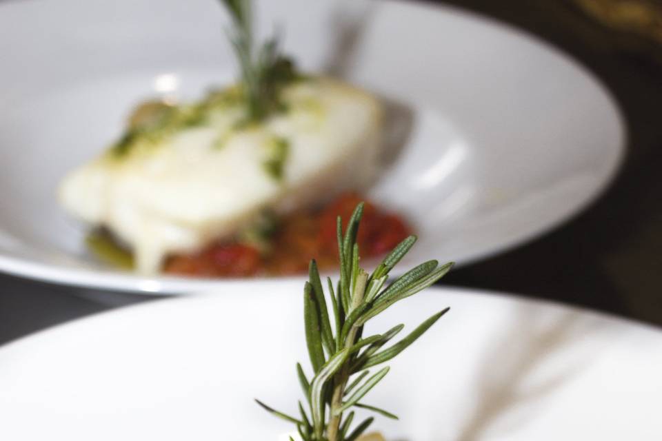 Bacalao al horno con pisto