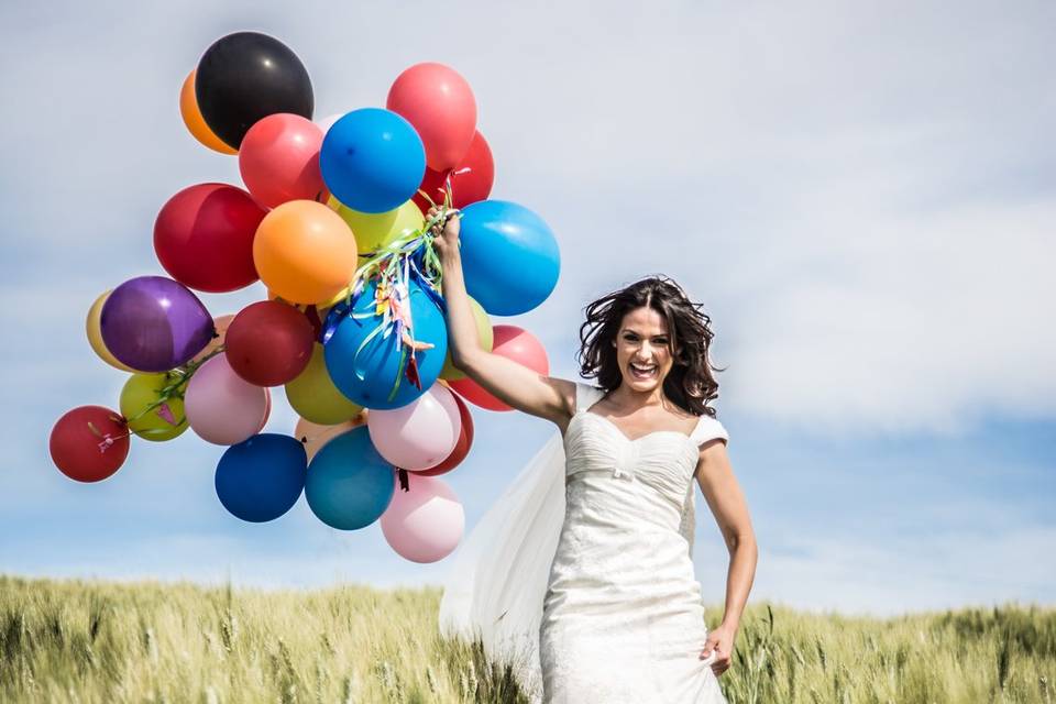 Novia con globos