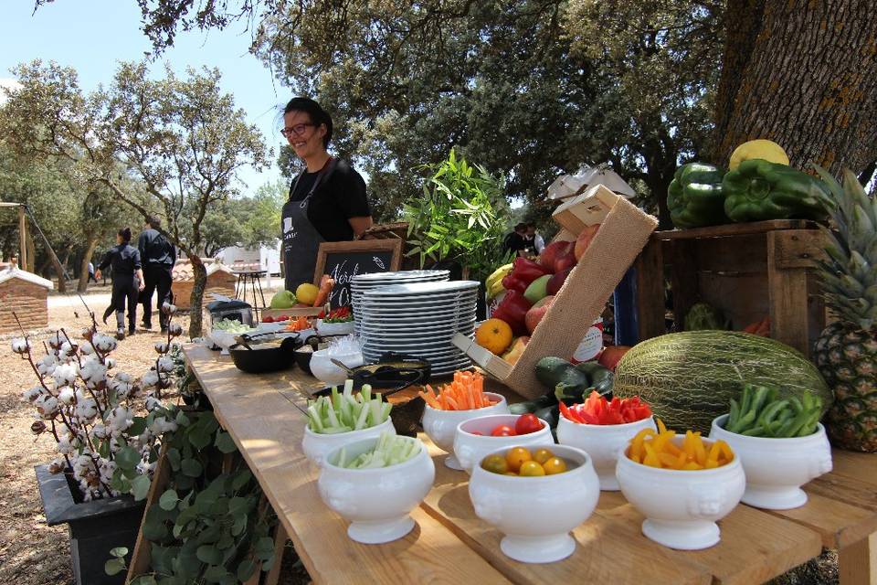 Espacio de cremas y verduras