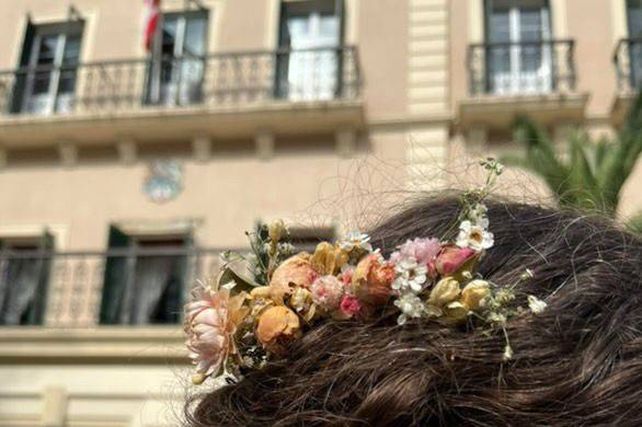 Peineta flores secas