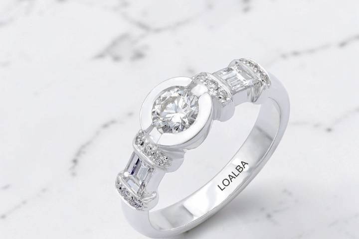 Anillo de compromiso oro blanc