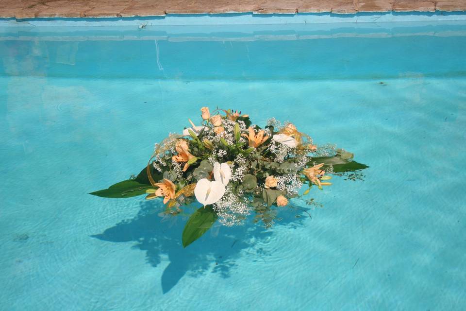 Centros flotantes en piscina