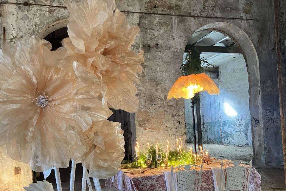 Flores gigantes con luz
