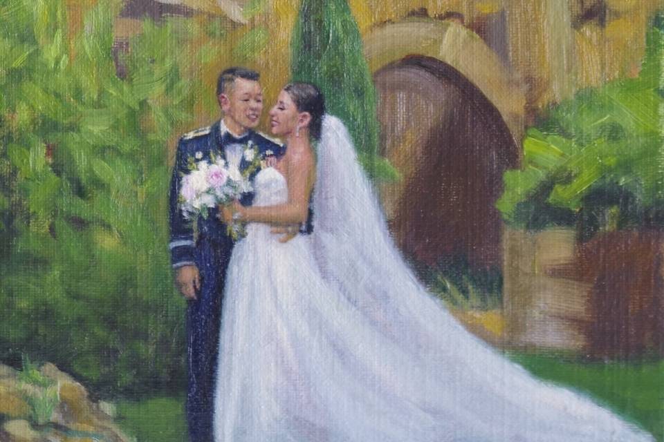 Los novios: retrato al óleo