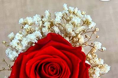 Tocado con flor preservada