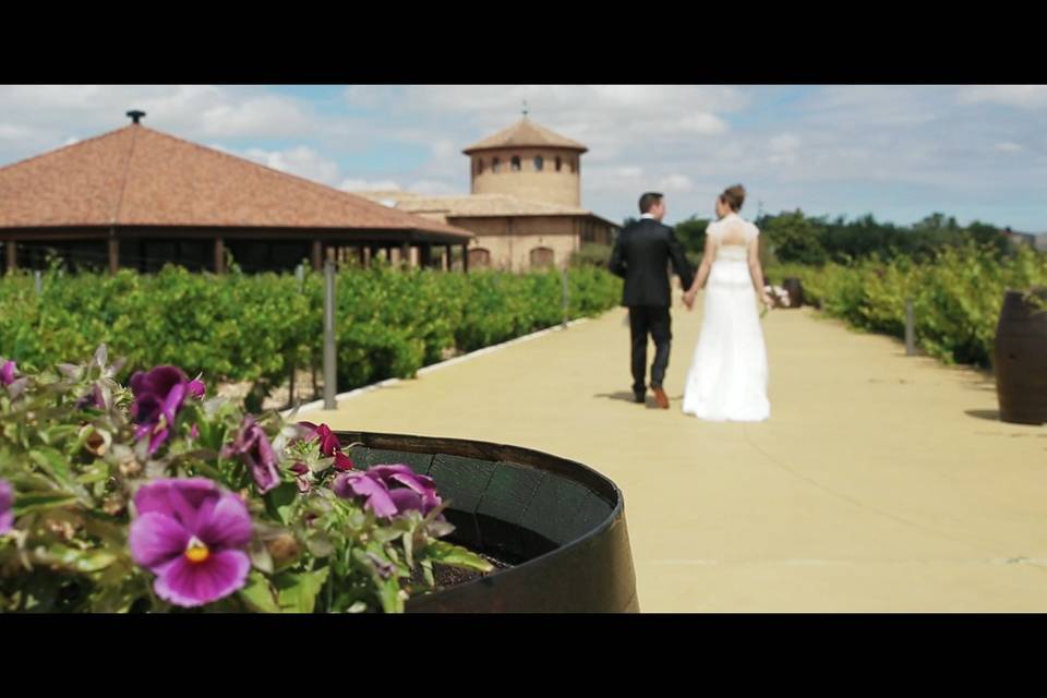 Novios llegando a la finca