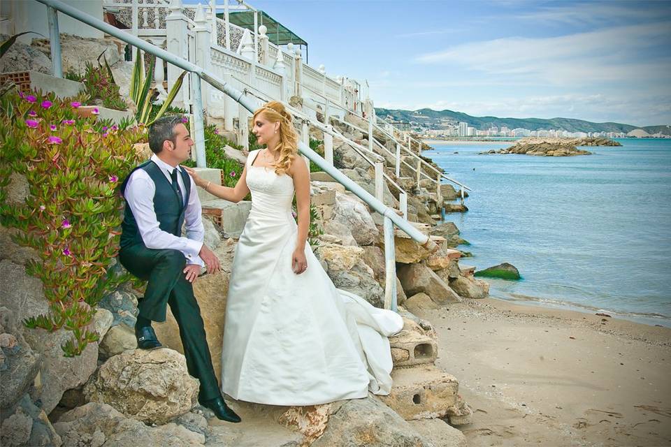 Postboda en el mar