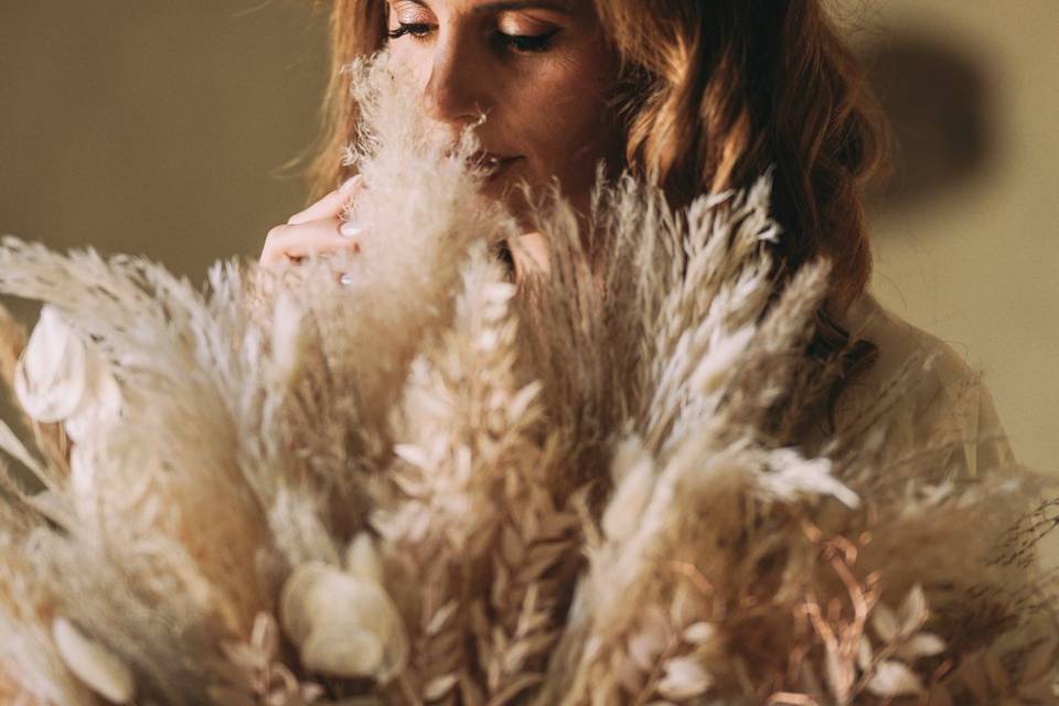 Ramo de novia boho abanico