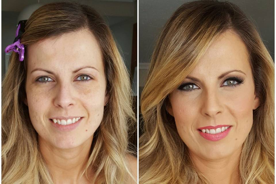 Antes y después de maquillaje de novia