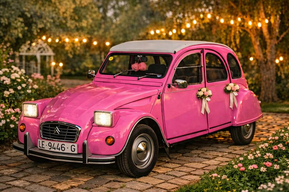 Citroën 2cv rosa descapotable