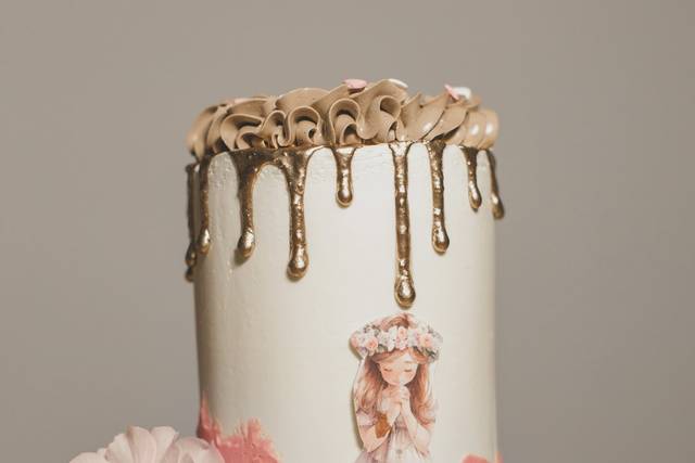 Tarta rose and gold