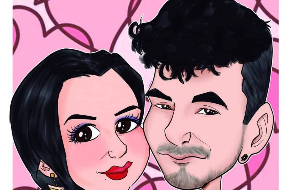 Caricatura de los novios