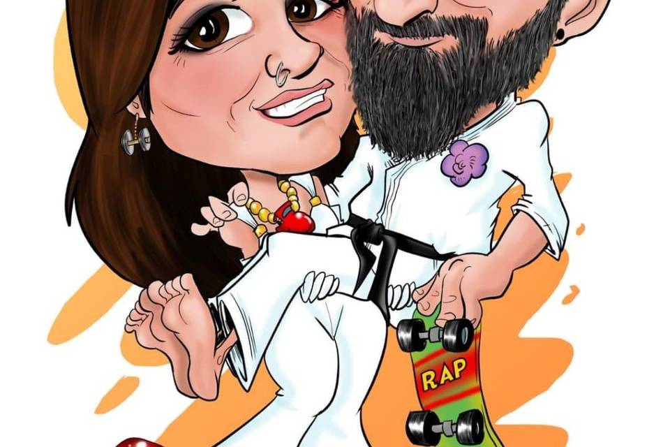 Caricatura de los novios