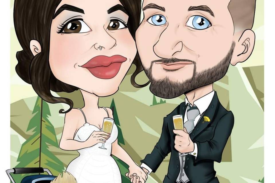 Caricatura de los novios