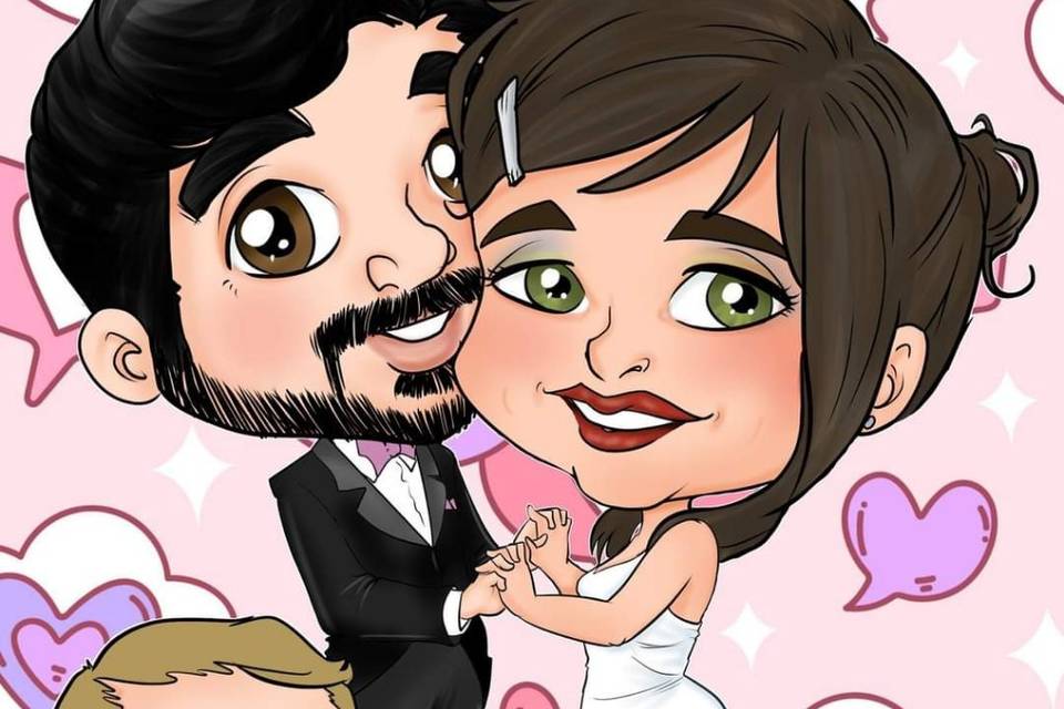 Caricatura de los novios