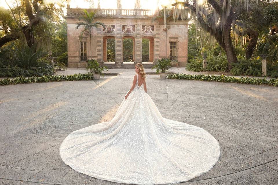 Vestido con gran cola