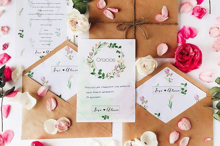 Papelería de boda floral