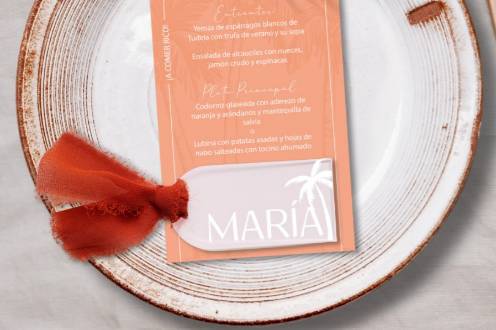 Menú para boda Papelería