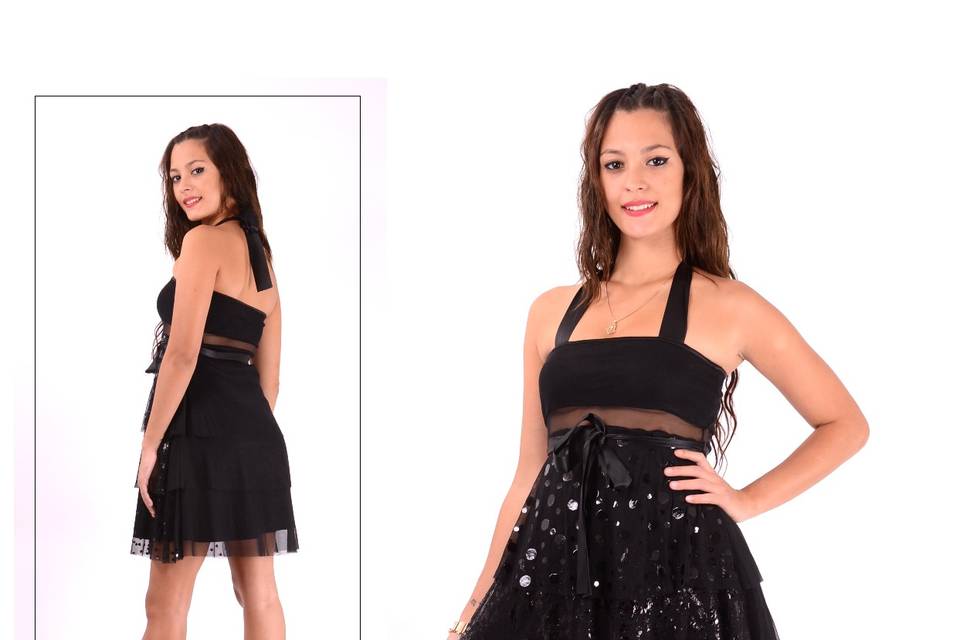 Vestido coro negro de lentejuelas