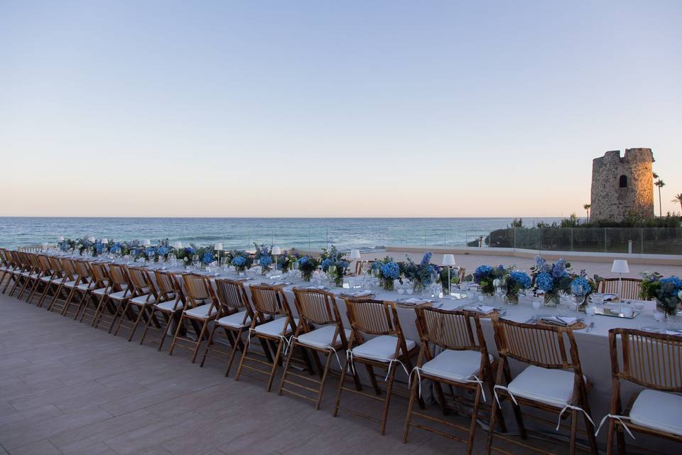 Banquete con vistas al mar