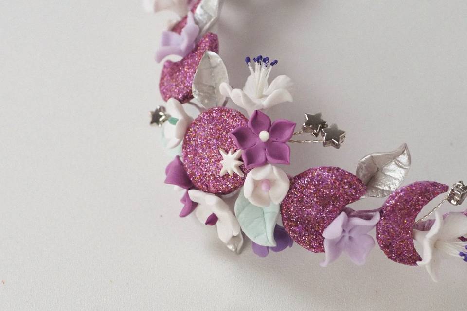 Tocado Fases Lunares Glitter