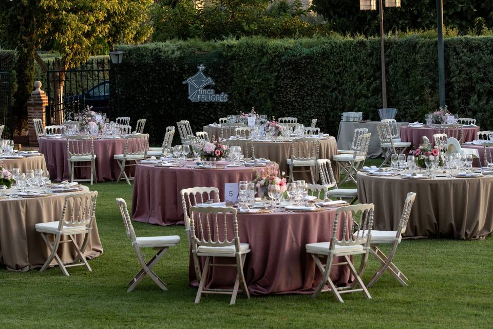 Cena en jardín