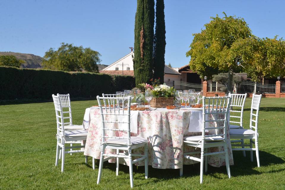 Cena en jardín