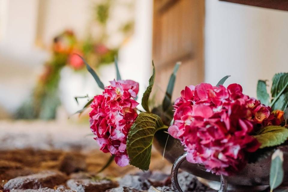 Decoración con hortensias