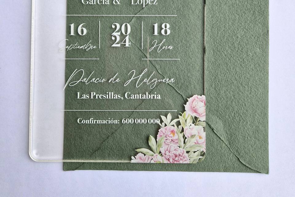 Invitación metacrilato