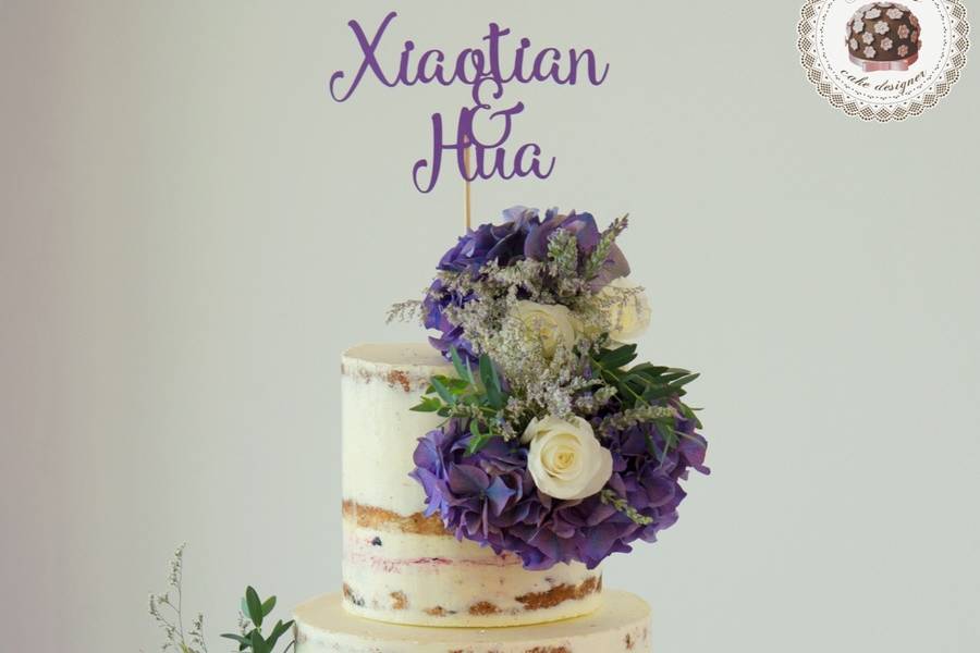 Lilac Semi Naked Wedding cake