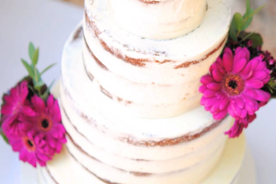 Naked gerbera Wedding Cake