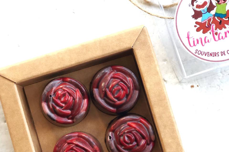 Rosas rojas de chocolate