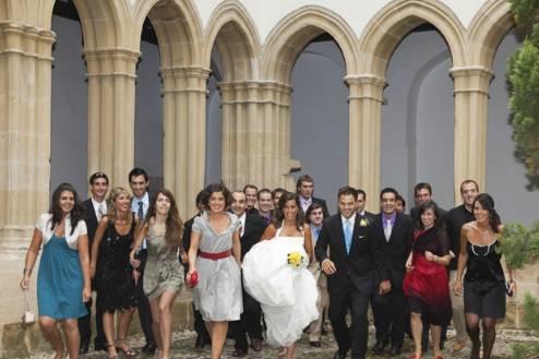 Junto a los invitados de la boda