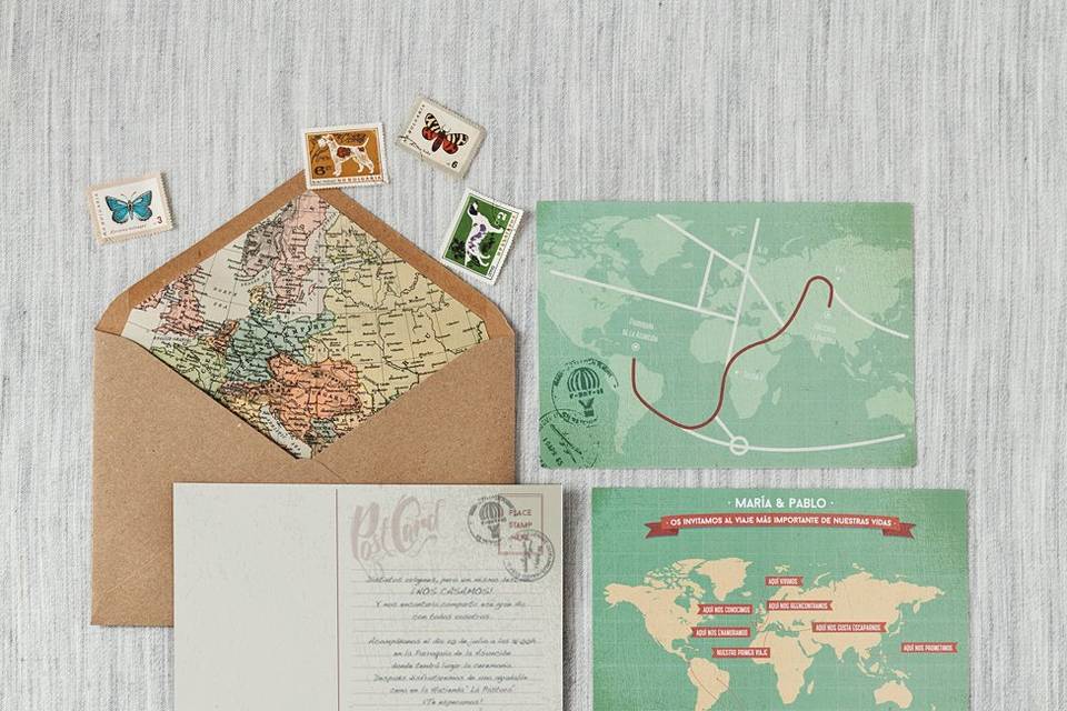 Invitación modelo Mapa Mundi