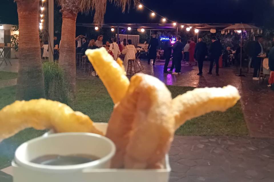 Palmera de churros con chocola