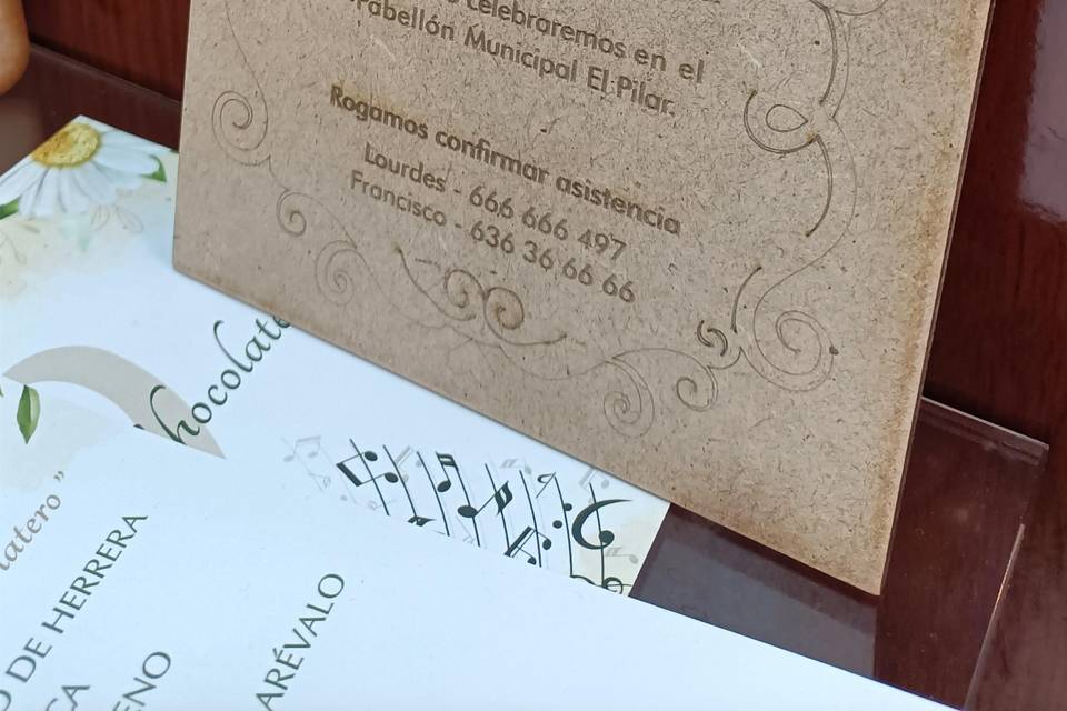 Tarjetas boda madera o bambú