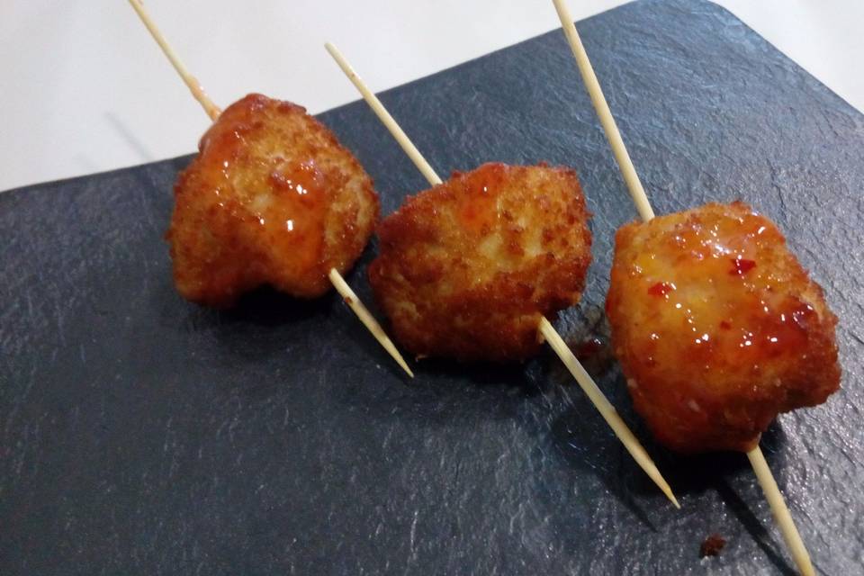 Pincho de pollo agridulce