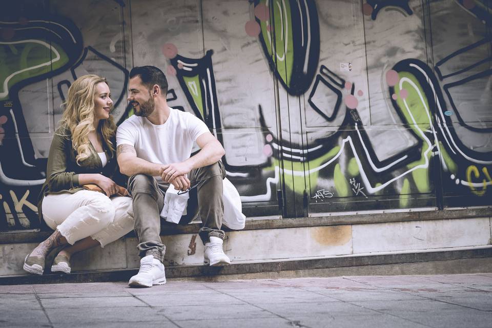 Pareja de novios por Madrid