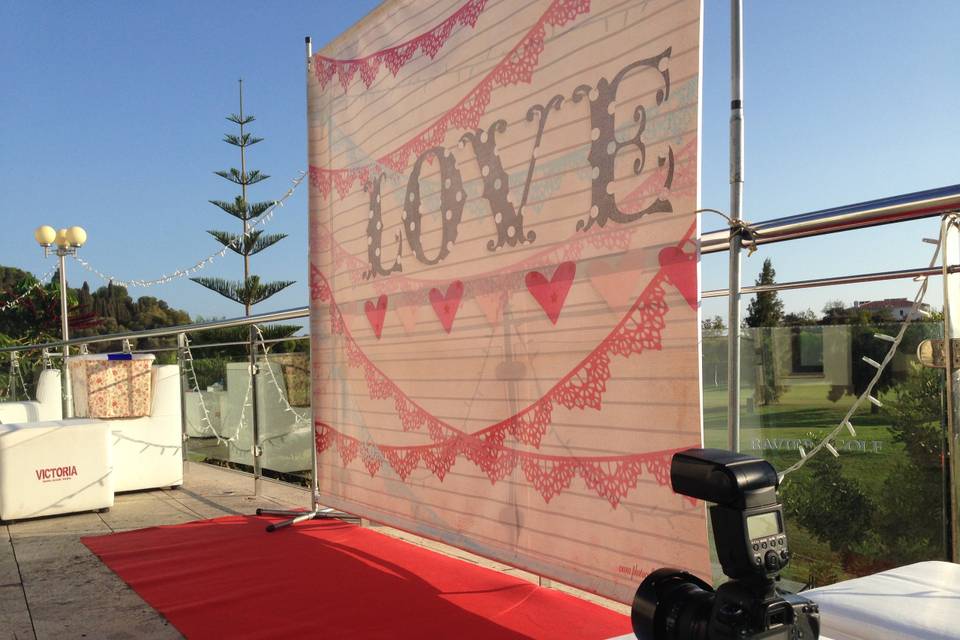 Photocall en boda de día