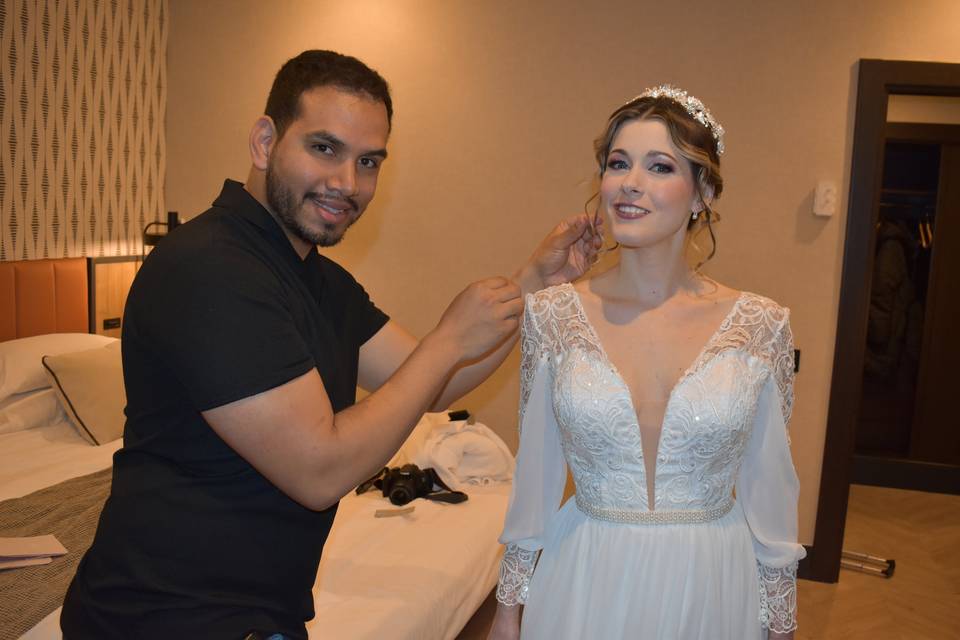 Maquillaje y peinado de novia