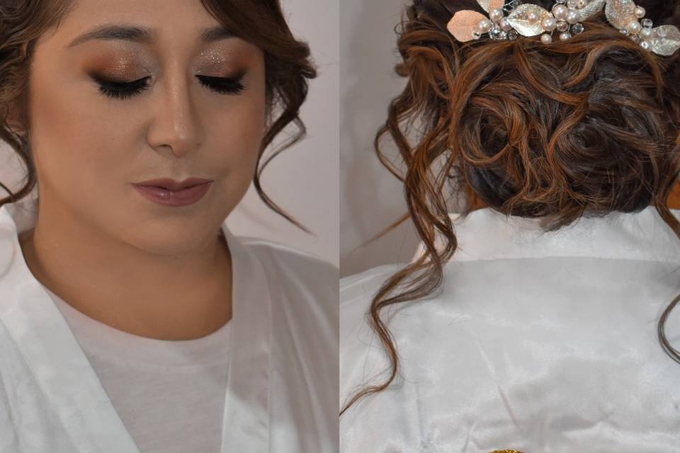 Maquillaje y peinado de novia