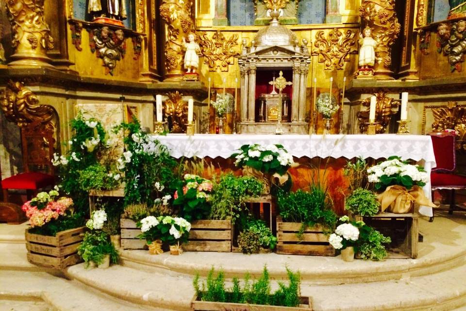 Decoracion iglesia con plantas