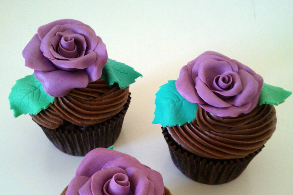 Cupcakes decorados con flor