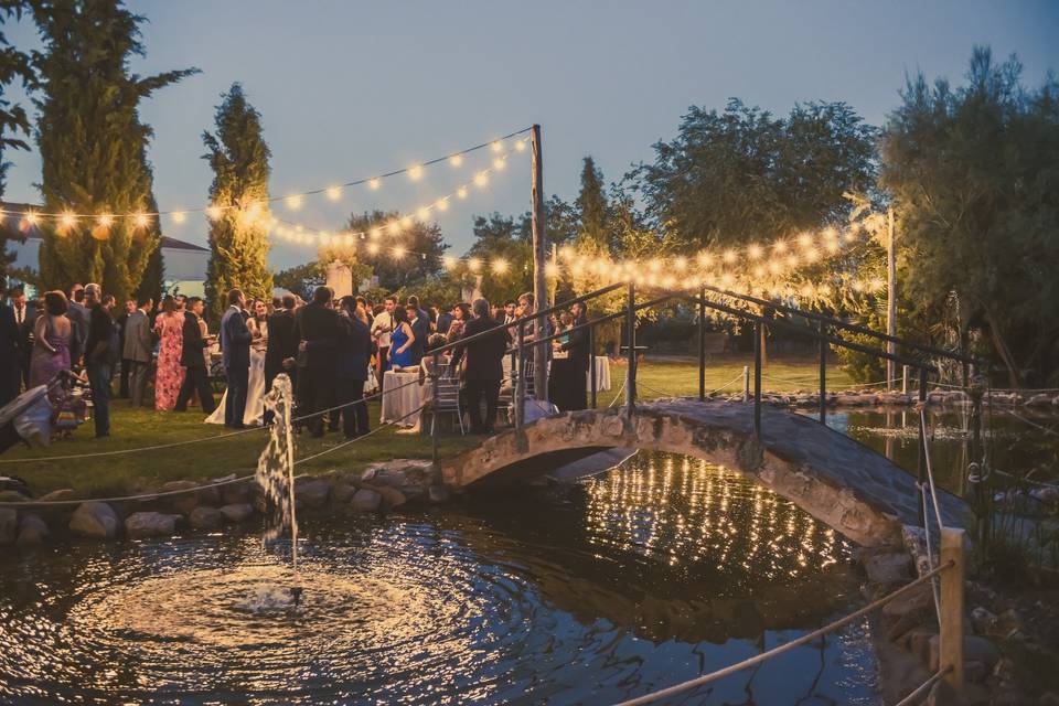 La cena en la piscina